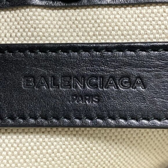 BALENCIAGA Navy Pochette Cream Black Canvas Leather - Shoulder Bag 354-052025 - Picture 8 of 8